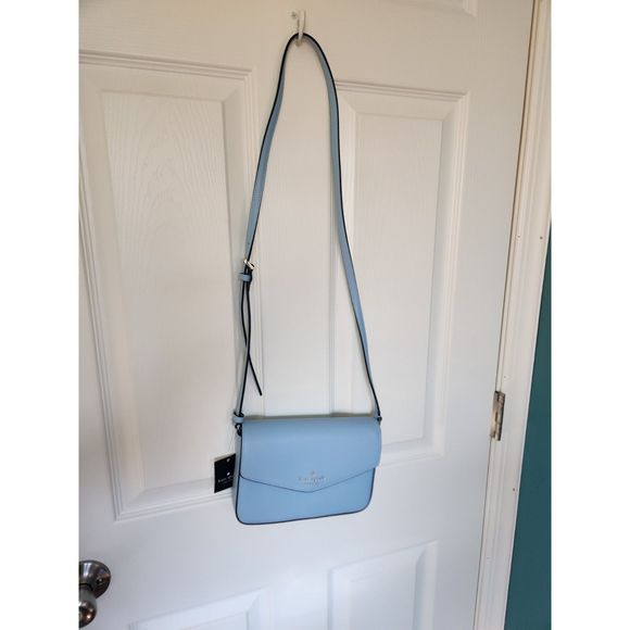 Kate Spade Sadie Envelope Leather Crossbody Purse Celeste Blue - Picture 3 of 5